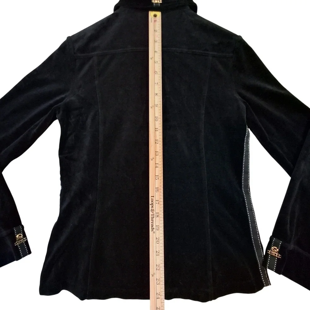 St John Sport Velour Jacket Women's Small Full Zip Suede Stretch‎ Fitted Pockets